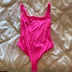 SKIMS Fits Everybody Square Neck Bodysuit (Neon Pink)